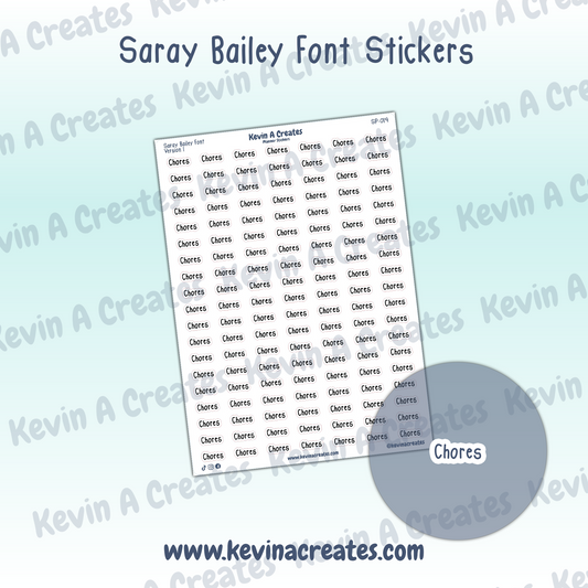 SP-019 || Chores Planner Stickers || SarayPlans Font