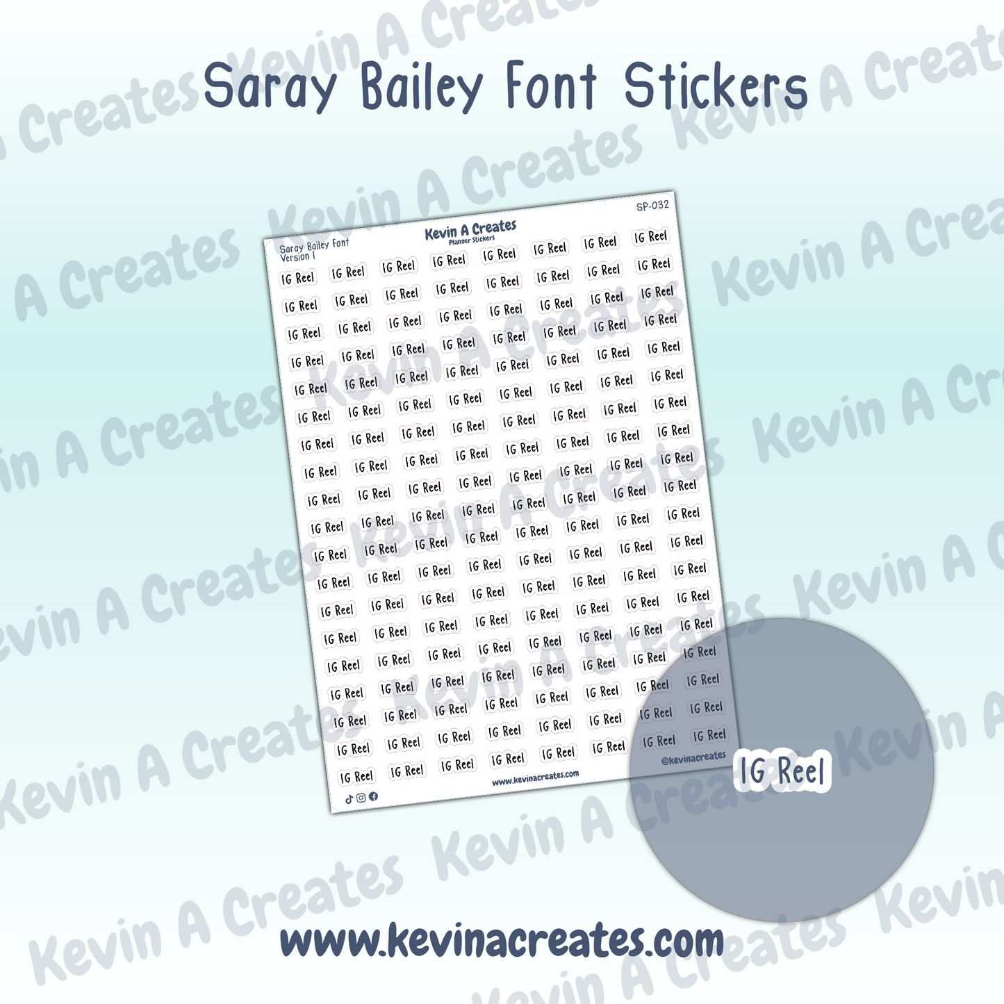 SP-032 || IG Reel Planner Stickers || SarayPlans Font