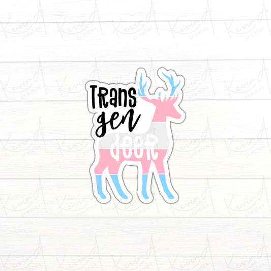 DC-028, "Transgen Deer" Transgender Pride Die Cut Stickers