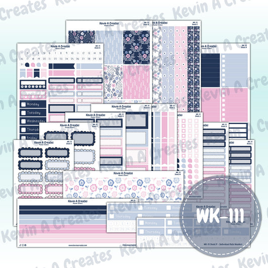 WK-111, Weekly Planner Stickers, Vertical Layout