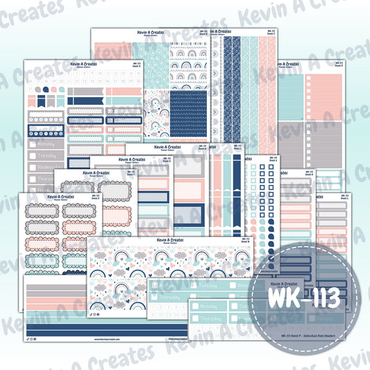 WK-113, Weekly Planner Stickers, Vertical Layout